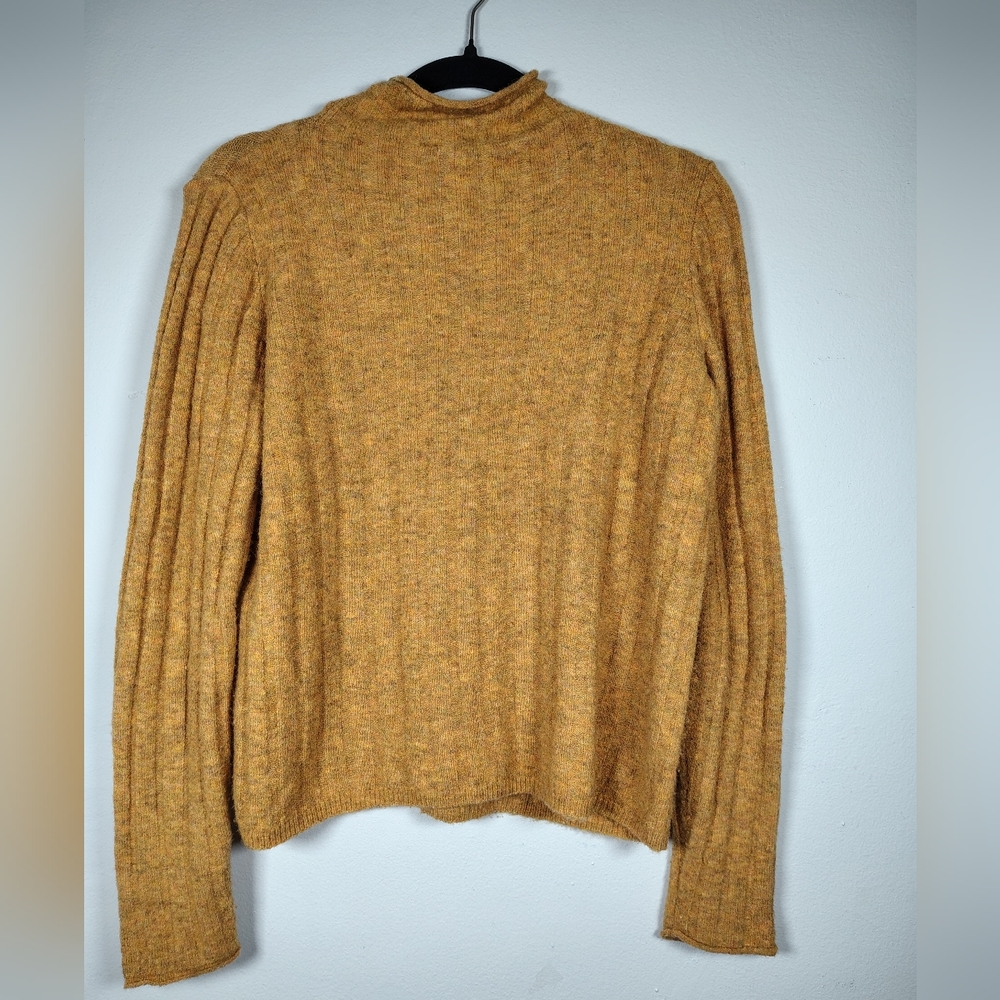 Madewell "Evercrest" Heather Mustard Mock Turtleneck Wool Blend Sweater Size M - Picture 3 of 9